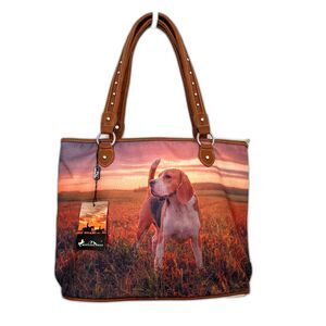 New Montana West Printed Beagle Canvas Tote Bag